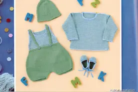 婴儿套装，有背心、背带裤、帽子和鞋子等，针法简单，漂亮可爱图片