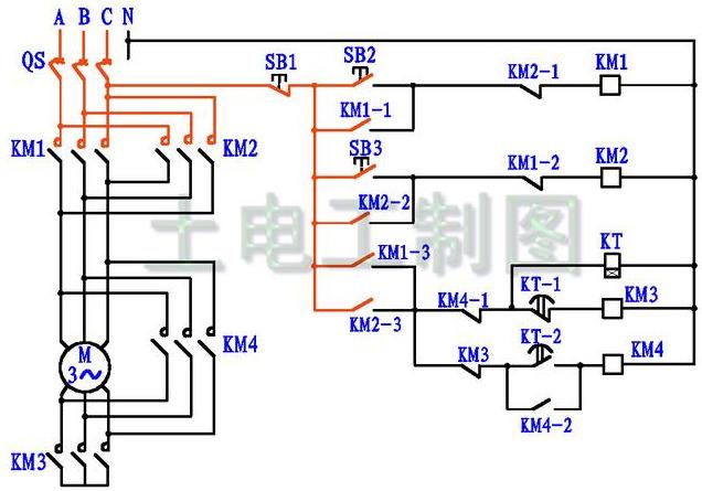 土电工:6张图诠释带星三角启动的正反转电路