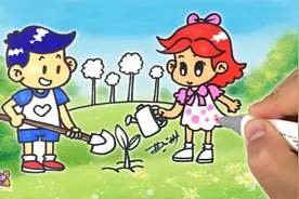 曲洲老师画卡通：劳动节手抄报，用简笔画怎么画出儿童劳动的场景视频封面