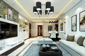 青岛装修现代简约重色时尚——121户型保利香槟国际丨实创装饰图片