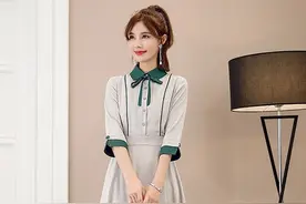 「撞色五分袖」淑女连衣裙，2020怎么穿搭显气质？包臀腰+蝴蝶结图片