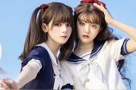 JK少女丨海边可爱海军风双子图片