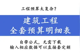 工程预算太复杂？建筑工程全套预算明细表，输入单价可直接套定额图片
