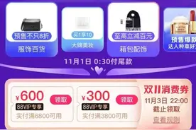 可领900元，88VIP快点开看！天猫双11大额消费券凌晨上线图片