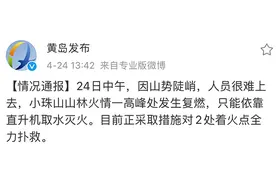 青岛小珠山山火复燃现场仍在处置，当地已组织居民撤离图片
