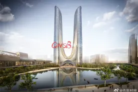 310米！杭州第一高楼钢拱连桥空中合拢，“杭州之门”初具雏形图片