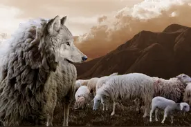 陕北黄土高坡上大公羊对战西北狼，吃惊，胜利后竟啃食狼肉图片