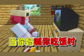 我的世界：当你妈喊你吃饭时，你却正在打游戏视频封面