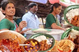 印度贫民窟白领的午餐摊，营养运均衡搭配的荤素咖喱手抓饭视频封面