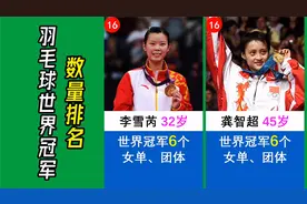 羽毛球世界冠军数量排名，风云组合分列二三名，林丹二十冠第一视频封面