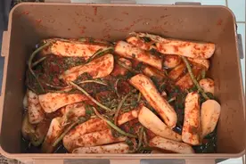 韩国一家人制作萝卜泡菜全过程！看着教程人人都会做，下饭利器！