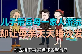 儿子带丈母娘一家人整天游山玩水，却让母亲天天睡沙发!视频封面