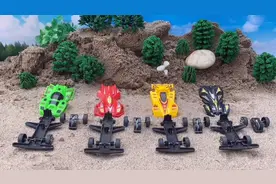 这么多的赛车零件，小朋友我们一起来组装吧！玩具车#启蒙英语