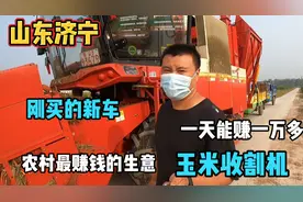 山东，玉米收割开始了，小伙23万买台玉米收割机，一天能赚一万多