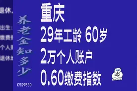 重庆市，工龄29年，个人账户2万元，60岁退休养老金计算视频封面