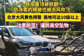 5月17日#北京大风黄色预警 中，局地可达10级以上！铁皮屋顶被掀翻、防冰雹的棉被被大风吹飞视频封面