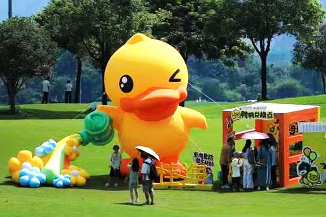 桂林:小黄鸭飞进桂海晴岚!