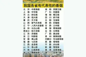涨见识啦，我国各省有代表性的香烟，你的省份有哪些香烟呢？图片