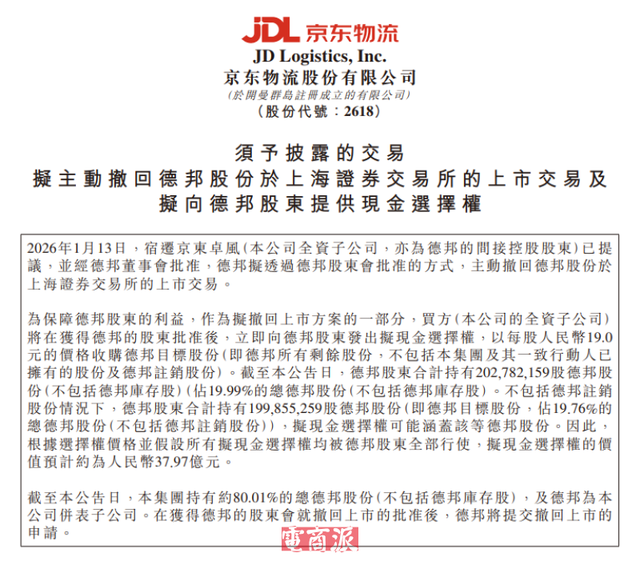 刘强东拿下德邦，行业大为震惊