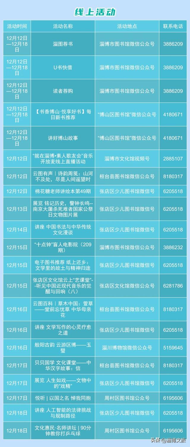 淄博城市文化菜单|每周文化惠民活动早知道（12.12-12.18）