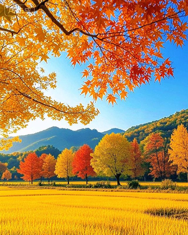 金稻铺野，彩林尽染的秋日盛景