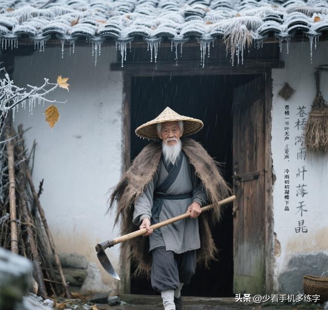 续句诗三：苍梧一叶落无声，冷雨初凝檐下晶。最是灯前呵手际