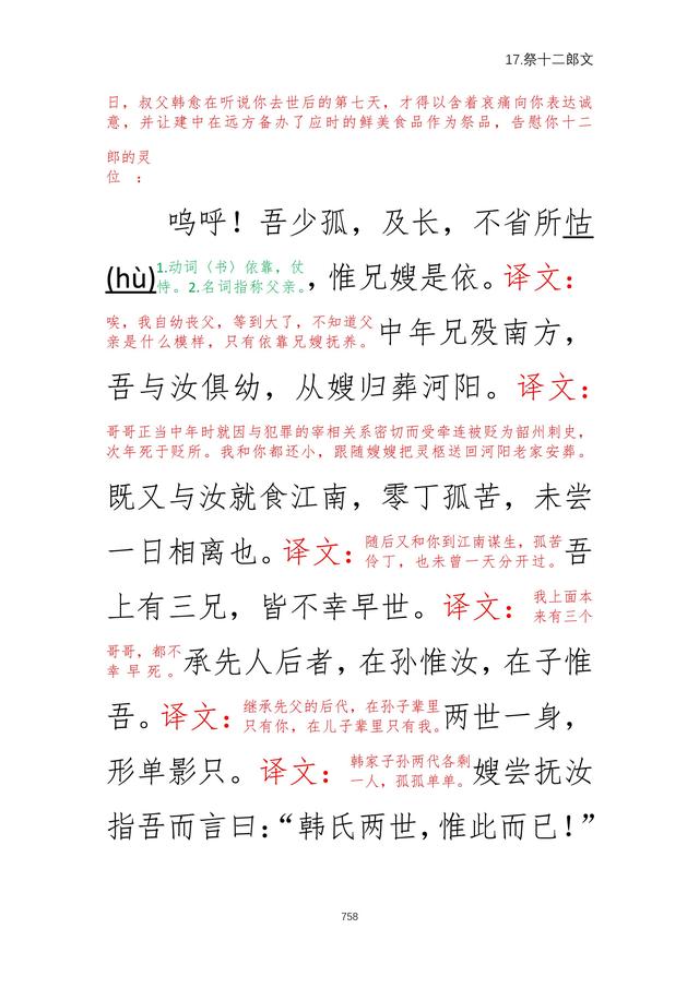 古文观止 卷八 17.祭十二郎文