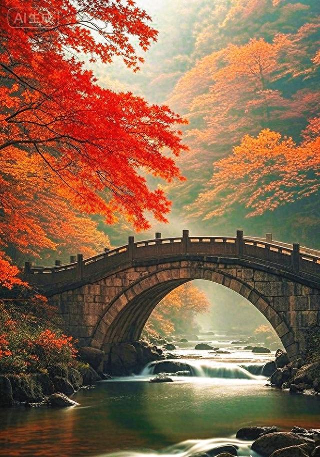枫桥秋涧：雾里的红叶仙境