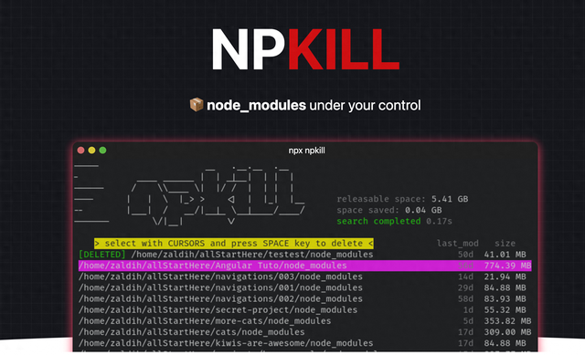 硬盘被 node_modules 吞噬？可视化神器 Npkill 大有用处！