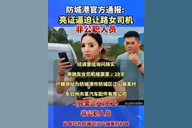 广西防城港官方通报：亮证逼迫让路女司机非公职人员，28岁，父母均为防城区江山镇某村村民。（剪辑：鲲鹏）