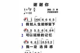 谢谢你 刀郎 动态谱 #简谱 #谢谢你 #刀郎 #教唱歌 #动态谱视频封面