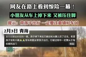 网友在路上行驶时看到惊险一幕 小朋友从车上掉下来 又被压下去 带孩子出行的家长可一定要注意啦！！#交通安全 #惊险一幕视频封面