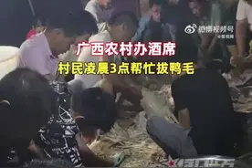 农村办酒席村民凌晨3点帮忙拔鸭毛，热热闹闹图片