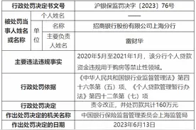 个人贷款资金违规用于购房，招行上海分行合计被罚超千万图片