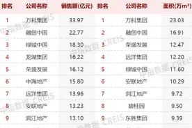 2022年1-9月石家庄房地产企业销售业绩TOP10图片