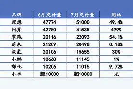 新势力7月销量齐涨：理想5.1万辆创新高，蔚来连续3个月超2万辆图片