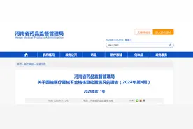河南省药品监督管理局关于国抽医疗器械不合格核查处置情况的通告（2024年第4期）图片