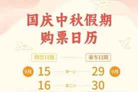 国庆中秋购买火车票  这些时间点要牢记！图片