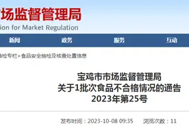 陕西省宝鸡市市场监管局关于1批次食品不合格情况的通告（2023年第25号）图片