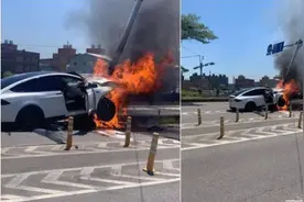 台媒：林志颖驾特斯拉出车祸，车被烧成火球，人已送医治疗图片