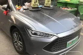 新车停错位置遭垃圾桶包围并被泼垃圾 事发合肥新海西苑小区图片