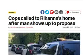 美国男子闯入蕾哈娜家欲向她求婚，被警察带走图片