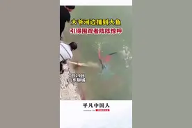 山东聊城：大爷河边逮到大鱼，引得路人阵阵惊呼@相濡以沫205图片