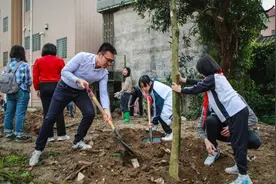 陈村：春天里一起和孩子集体植树图片