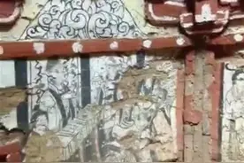 石家庄一村民挖出绘满精美壁画的古墓，官方：已保护并进行考古，朝代待认定图片