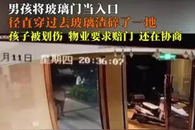 男孩将玻璃门当入口，径直穿过去玻璃渣碎了一地#监控下的一幕 孩子被划伤，物业要求赔门，还在协商中#责任划分视频封面